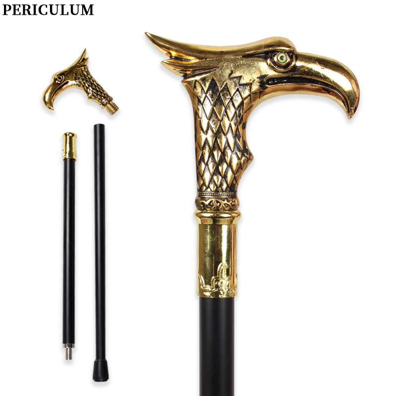 Detachable Cosplay Prop - عصا مشي ذهبية لامعة برأس نسر
